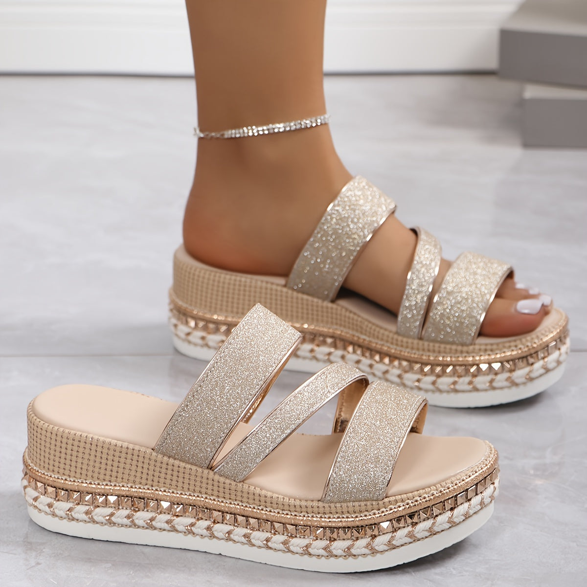 Damen-Sandalen, elegant, orthopädische Sohle, Synthetikleder-2