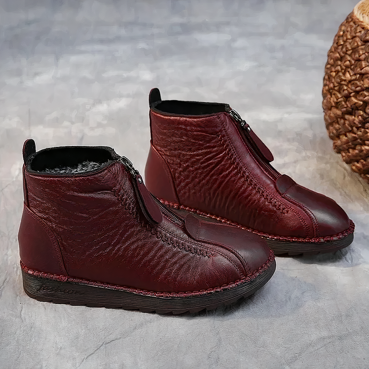 Damen Ankelstiefel Leder Vielseitiges Design-2
