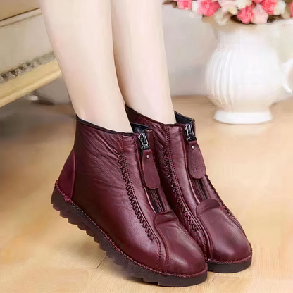 Damen Ankelstiefel Leder Vielseitiges Design-1