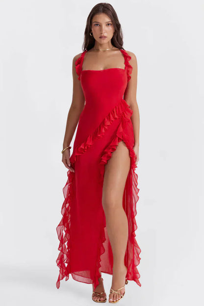 Damen Abendkleid Chiffon und Spitze Elegant Knielang-4