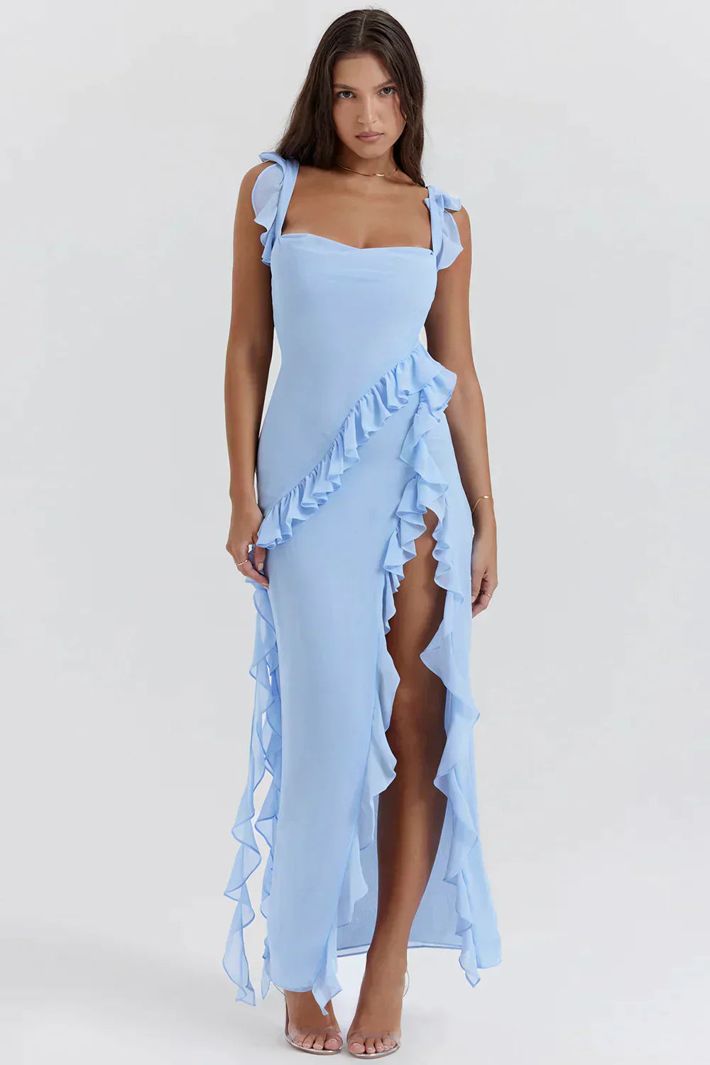 Damen Abendkleid Chiffon und Spitze Elegant Knielang-3