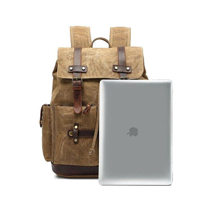 Unisex-Wanderrucksack aus gewachstem Baumwolltuch mit verstellbaren Schultergurten-5