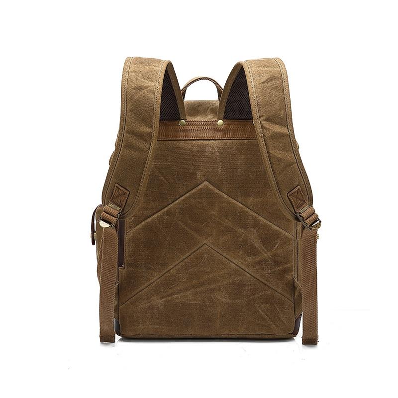 Unisex-Wanderrucksack aus gewachstem Baumwolltuch mit verstellbaren Schultergurten-4