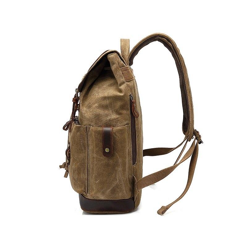 Unisex-Wanderrucksack aus gewachstem Baumwolltuch mit verstellbaren Schultergurten-3