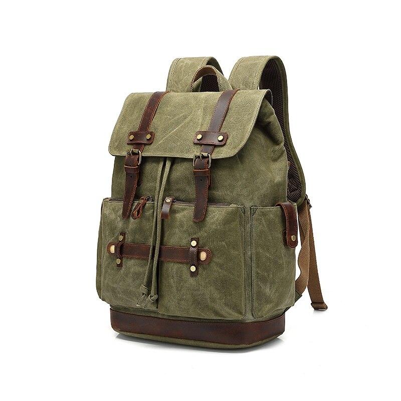 Variant image for Unisex-Wanderrucksack aus gewachstem Baumwolltuch mit verstellbaren Schultergurten-2