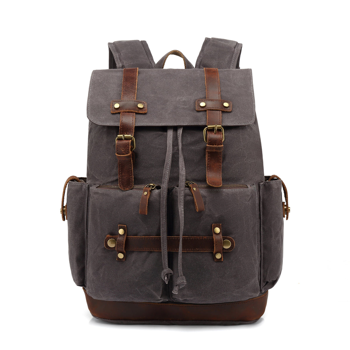 Variant image for Unisex-Wanderrucksack aus gewachstem Baumwolltuch mit verstellbaren Schultergurten-1