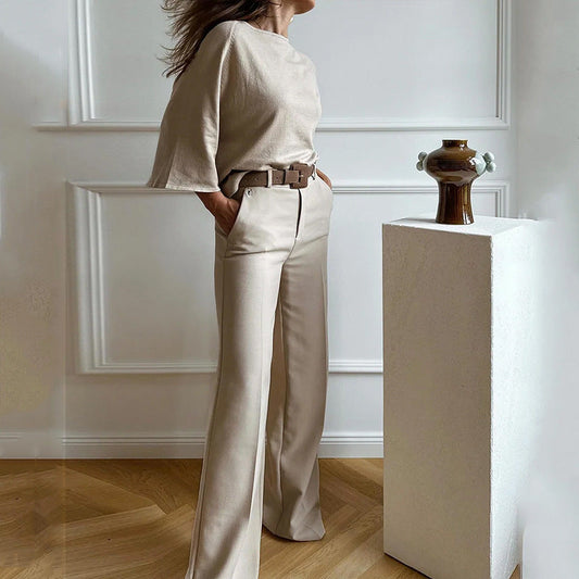 Damen-Kostüm-Set, zweiteiliges Polyester, schlichter Stil, S/L/XL-1