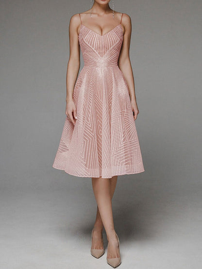 Damen-ärmelloses Kleid, bestickt, leichter Stoff-6