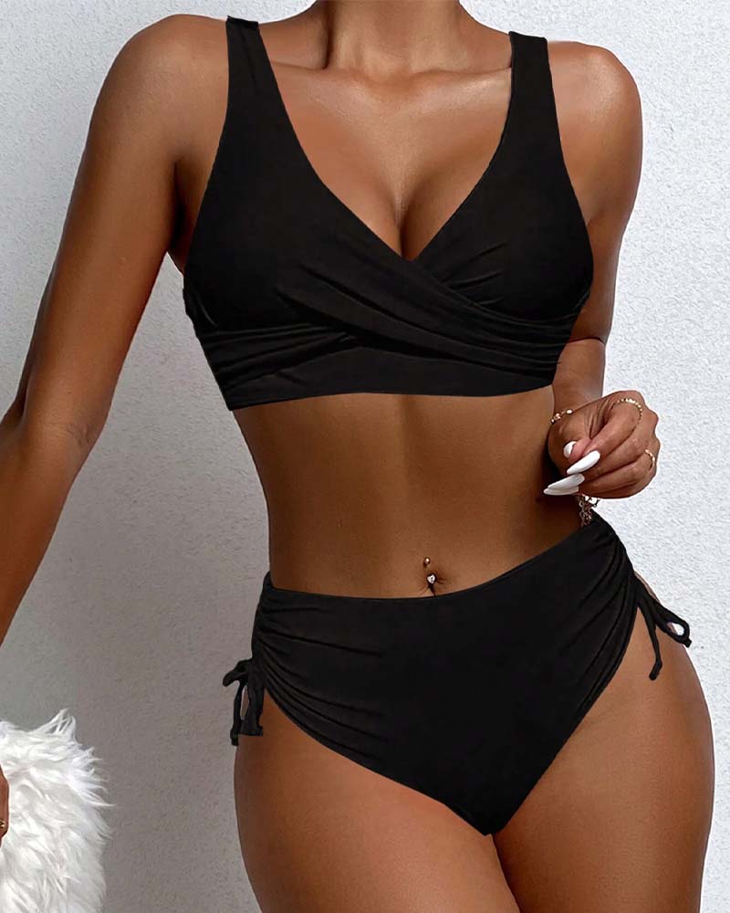 Damen Bikini Verstellbarer Schnürung Weiches Nylon Elastan-2