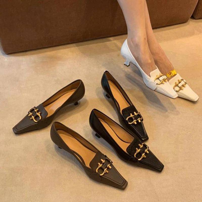 Damen-Pumps, süßes Katzen-Design, Mikrofaser, niedriger Absatz-2