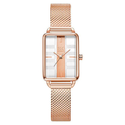 schicke Herrenuhr, rechteckiger minimalistischer Edelstahl 1