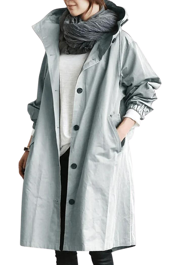 Damen-Regenjacke, Oversize, wasserbeständiger Stoff mit Kapuze-1