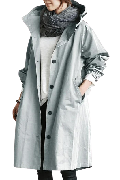 Damen-Regenjacke, Oversize, wasserbeständiger Stoff mit Kapuze-1