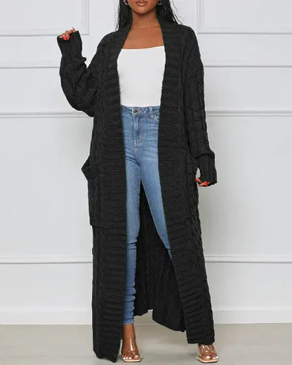Damen-Cardigan, lange Strickjacke, modernes Acryl-6