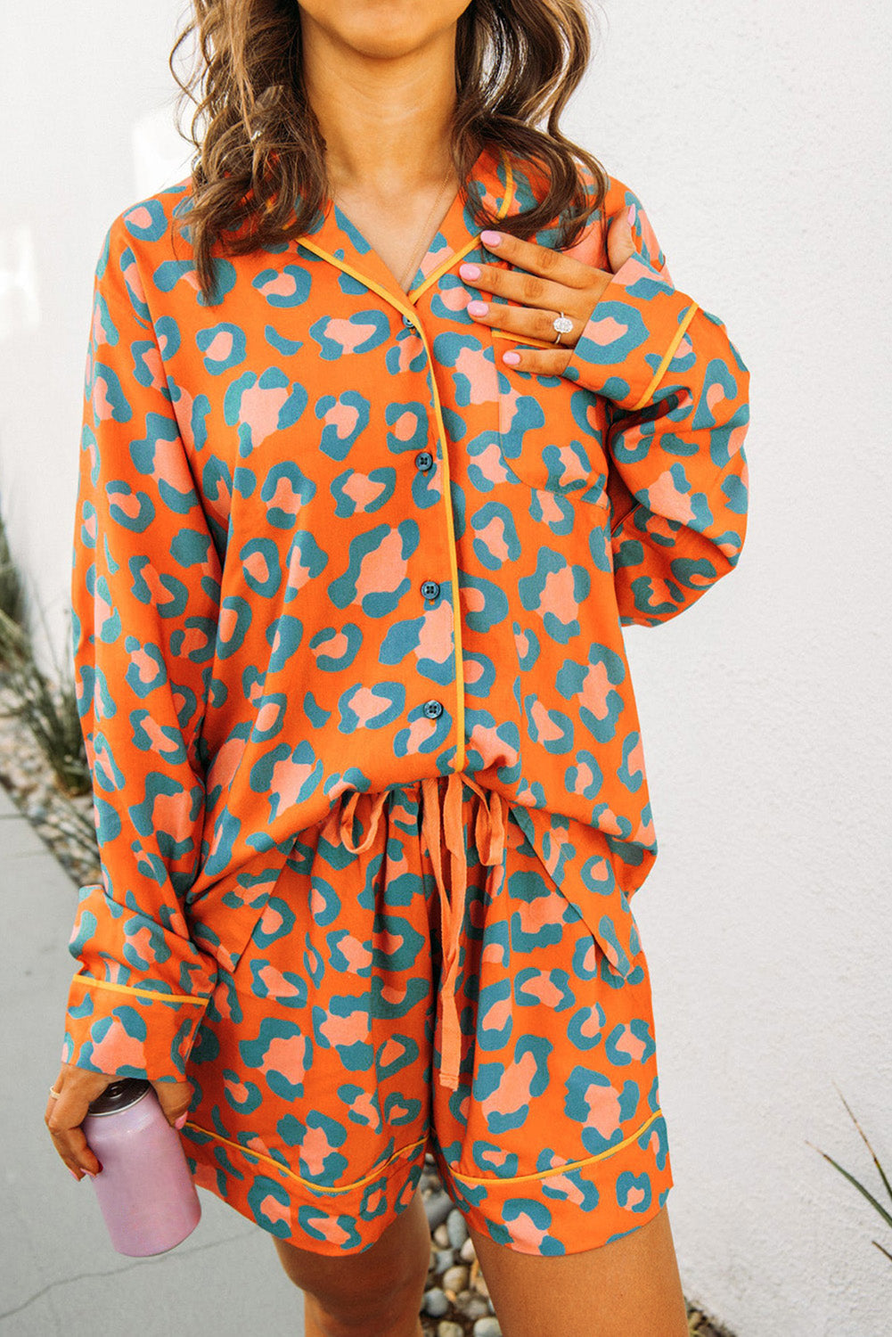 Damen-Pyjama-Set, Leopardenmuster, weicher Stoff-3