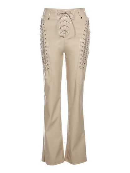 Variant image for Lederhose Damen Hohe Taille Monochrom Stil PU Spandex-10