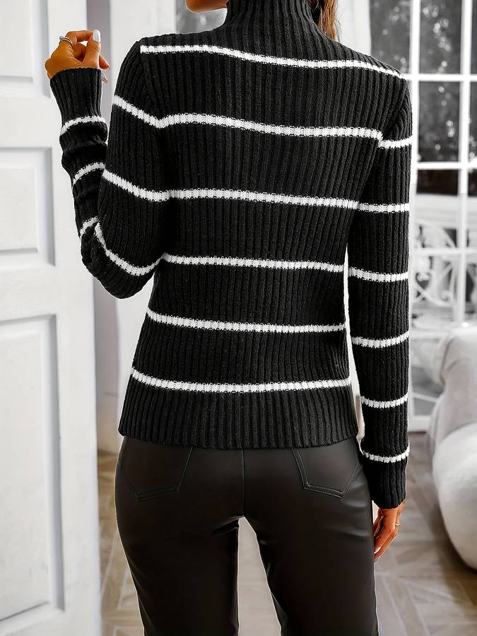 Lindex Damenpullover Gestrickt Gestreift Rundhalsausschnitt aus Weiches Material-5