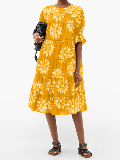 Damen-Midikleid, gemustertes Polyester-4