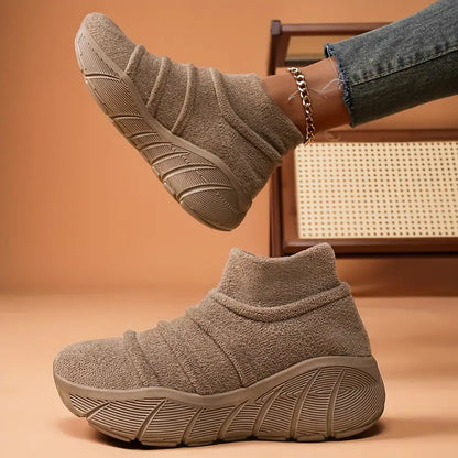Damen-bestickte Wadenstiefel, weicher Stoff, spitze Zehenpartie, Blockabsatz-2