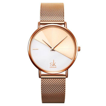 Herrenuhr, rund, diagonales Design, aus Edelstahl, mit PU-Lederband-1
