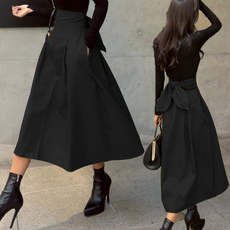 Damen-Rock, lang, elegant, atmungsaktiver Stoff, bodenlanger Stil-2