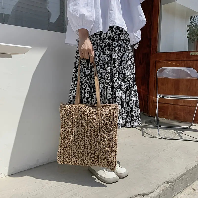 Damen-Strandtasche, gewebtes Polyester, für Strand und Sommeraktivitäten-4