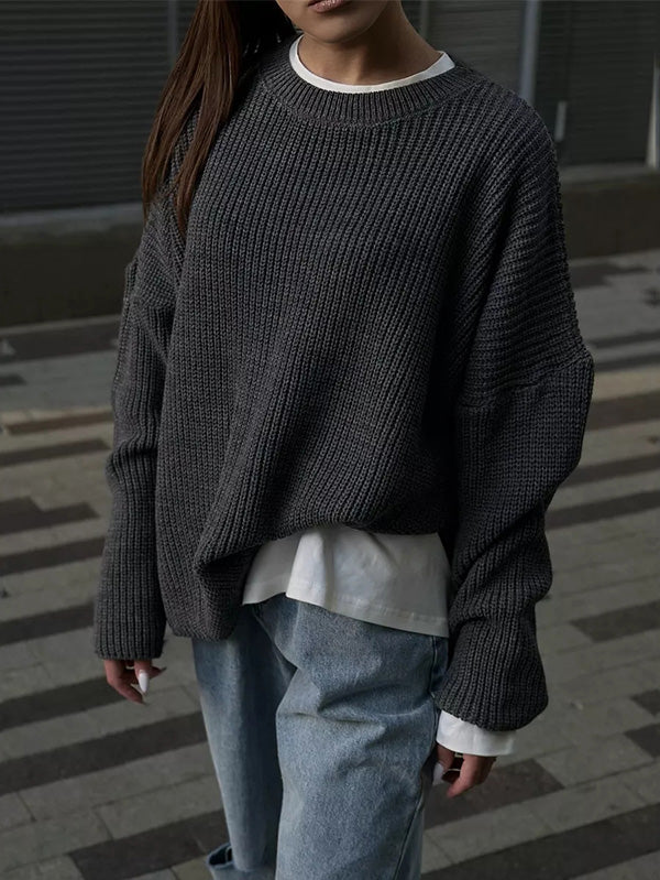 Damen-Strickpullover, oversized weiches Acryl-1