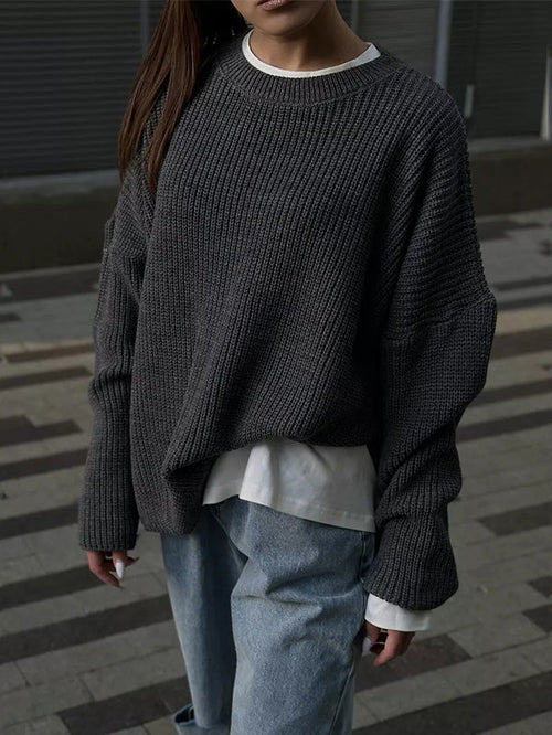 Damen-Pullover, Oversized weiches Acryl, warm-1