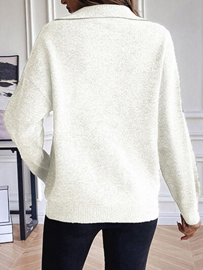 Langarm-Herrenpullover mit halbem Reißverschluss – 100% Baumwolle, eleganter Kragen, normale Passform 6