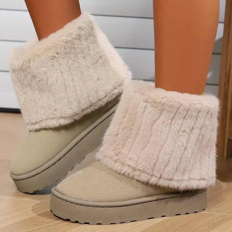 Damen-Stiefel, halbhoch, Plüsch, fleecegefüttert, wasserfest-2