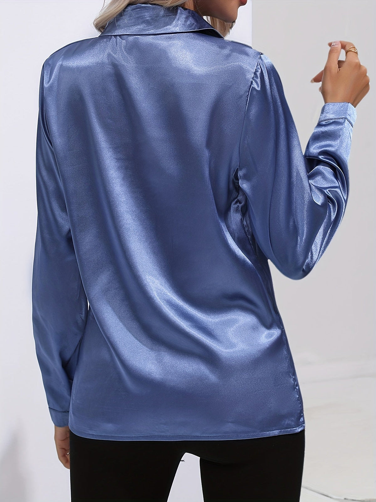 Damen-Satinbluse, elegant, Herbststil, weiche Satinmischung-2