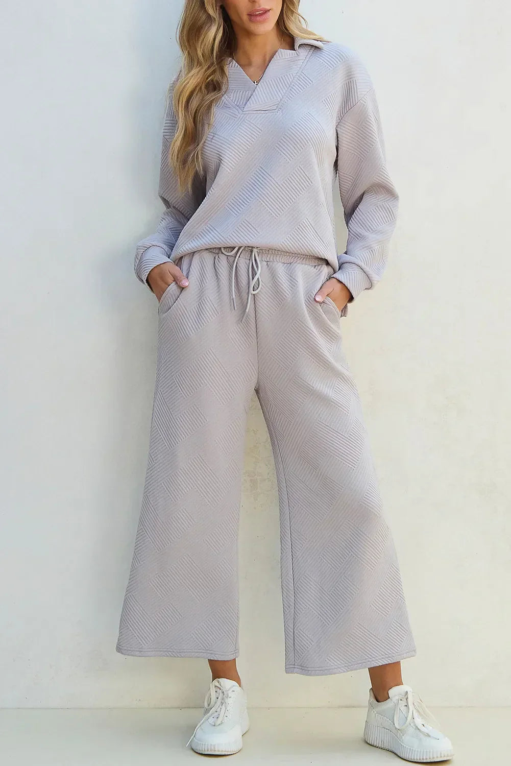 Variant image for Damen-Top-und-Hose-Set, lässiges weiches Mischgewebe-1