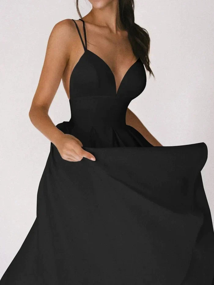 Damen-Kleid, V-Ausschnitt, gekreuzte Träger, weicher Stoff-4