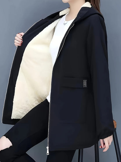 Damen-Fleecejacke, kurz, modernes Design, Winter-1