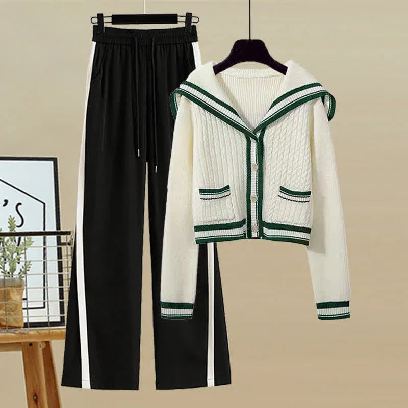 Variant image for Damen-Set: Pullover, Blattmuster, Polyester, Freizeithose-51