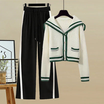 Variant image for Damen-Set: Pullover, Blattmuster, Polyester, Freizeithose-51