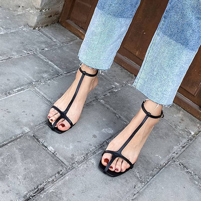 Damen-Gladiator-Sandalen aus PU-Leder mit hohem Absatz 5-8 cm-3