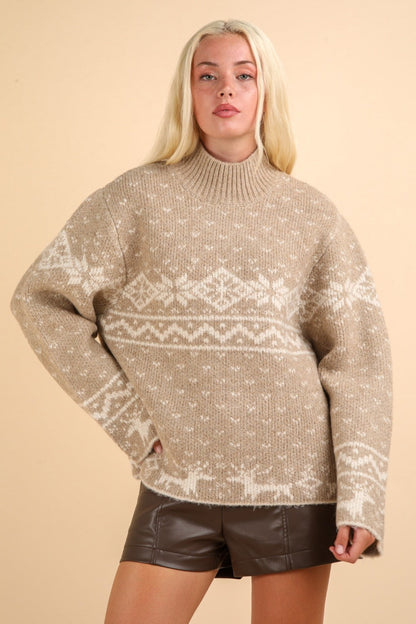 Damenpullover Weihnachten Runder Hals Atmungsaktiv Polyester-1