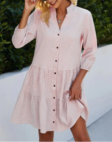 Damen-Kleid Casual mit Knopfverschluss aus weichem Stoff 8