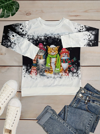 Damen Wintertop Schneeball-Druck Weich Polyester-2