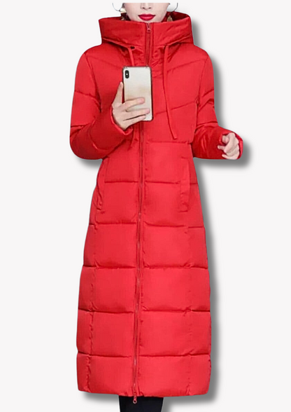 Damen-Jacke, lang, Winter, isolierendes Material mit durchgehendem Reißverschluss-2
