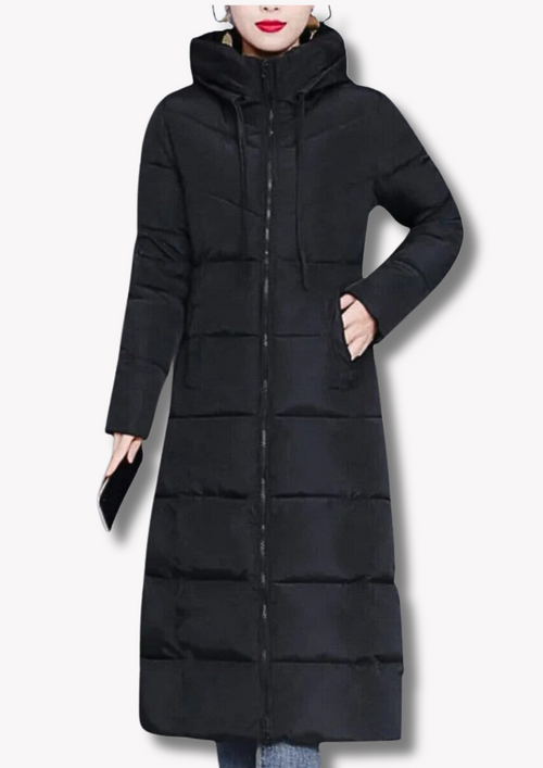 Damen-Jacke, lang, Winter, isolierendes Material mit durchgehendem Reißverschluss-1