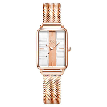 schicke Herrenuhr, rechteckiger minimalistischer Edelstahl 2
