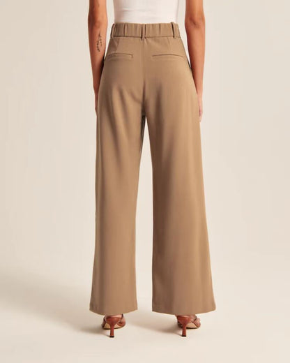 Damen-Hose, hohe Taille, weites Bein, Spandex-3