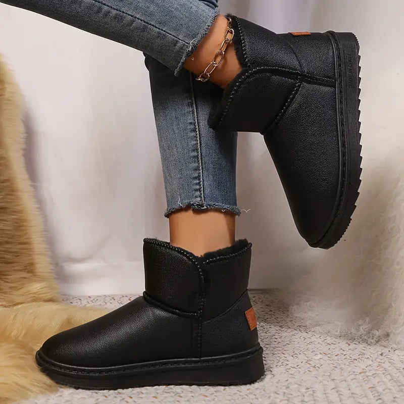 Damen-Stiefeletten mit Fleece gefüttert, PVC, halbhoher Stil-3