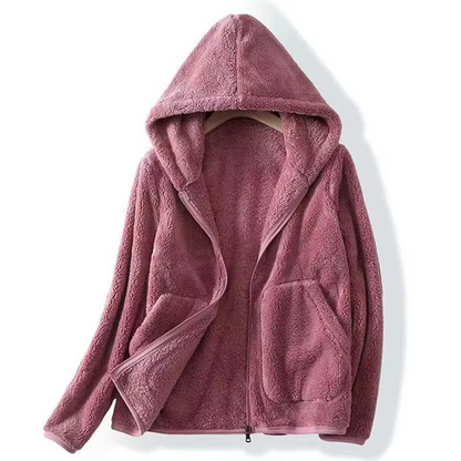 Damen-Sweatshirt, aus Korallfleece, mit großer Kapuze-1
