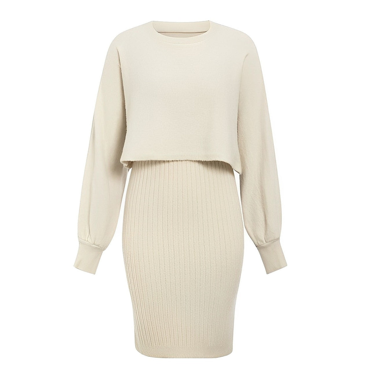 Damen-Kleid, mit Flügelärmel gestricktes Material elegant Laterne Ärmel 1