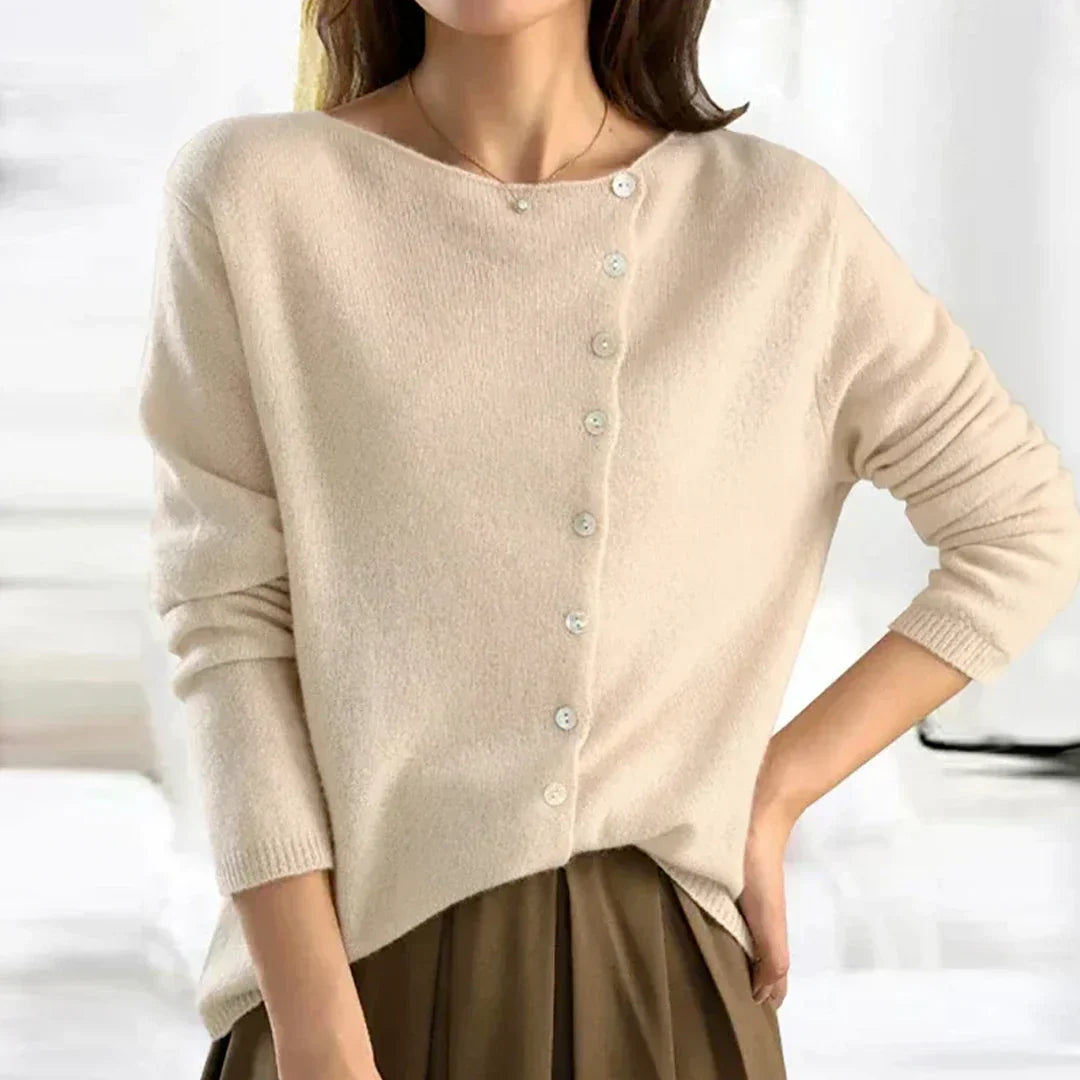 Damen-Strickjacke, asymmetrisches Design, Polyester und Baumwolle-5