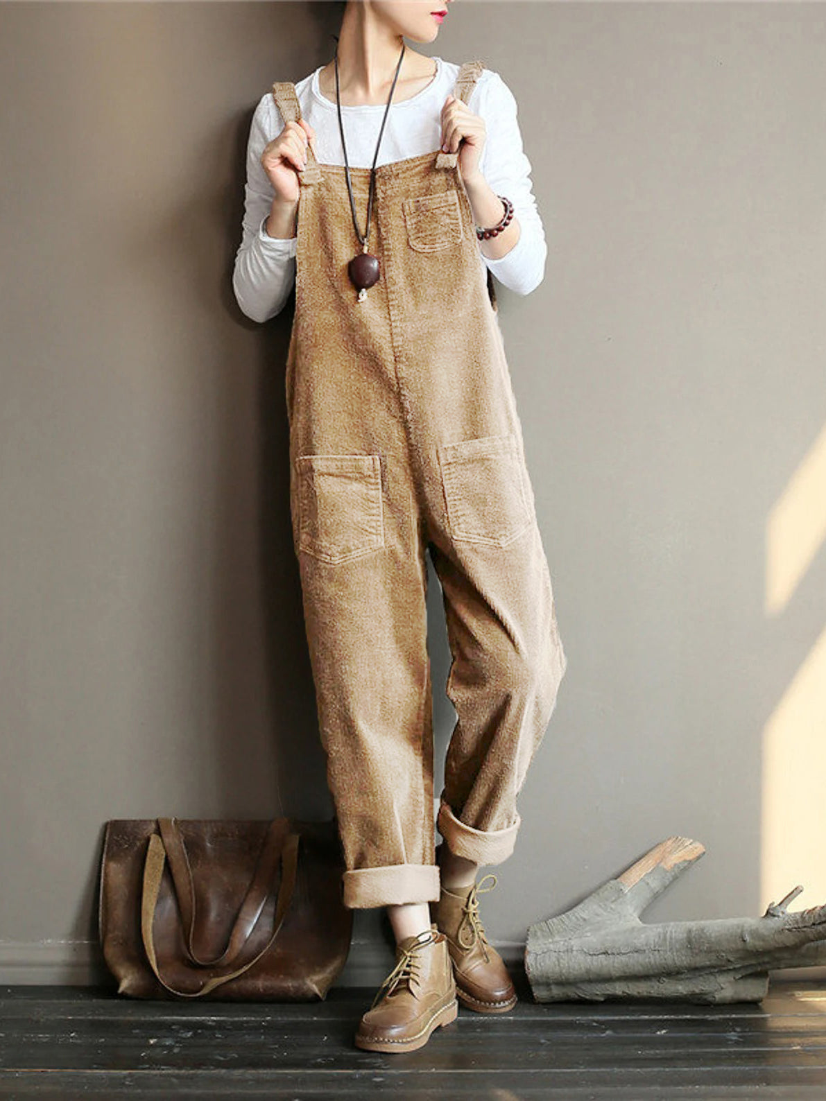 Variant image for Damen-Jumpsuit Weites Bein Samt Elegant Retro-Stil-16