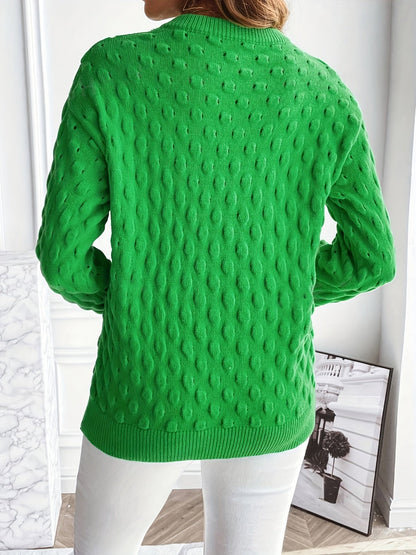 Damen-Monochrom-Pullover mit Punktmuster aus nachhaltigem Strickstoff – Relaxed Fit für kalte Tage 4